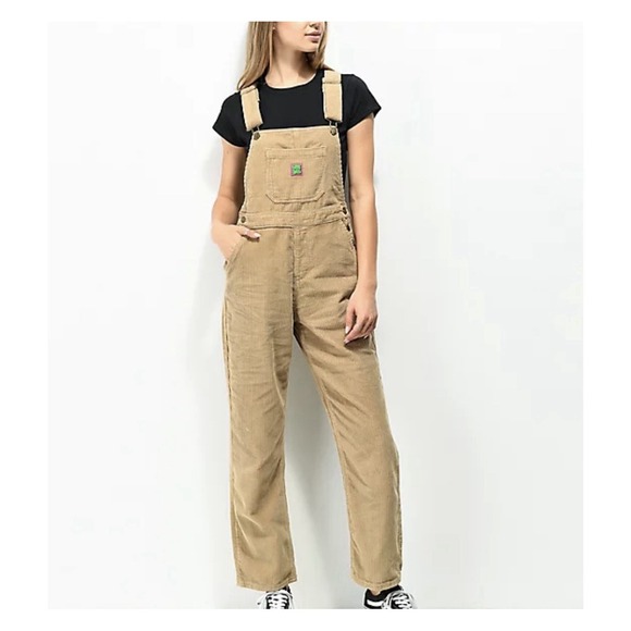 Empyre Pants - Empyre Suzie Khaki Corduroy Overalls Womens M Streetwear Utility